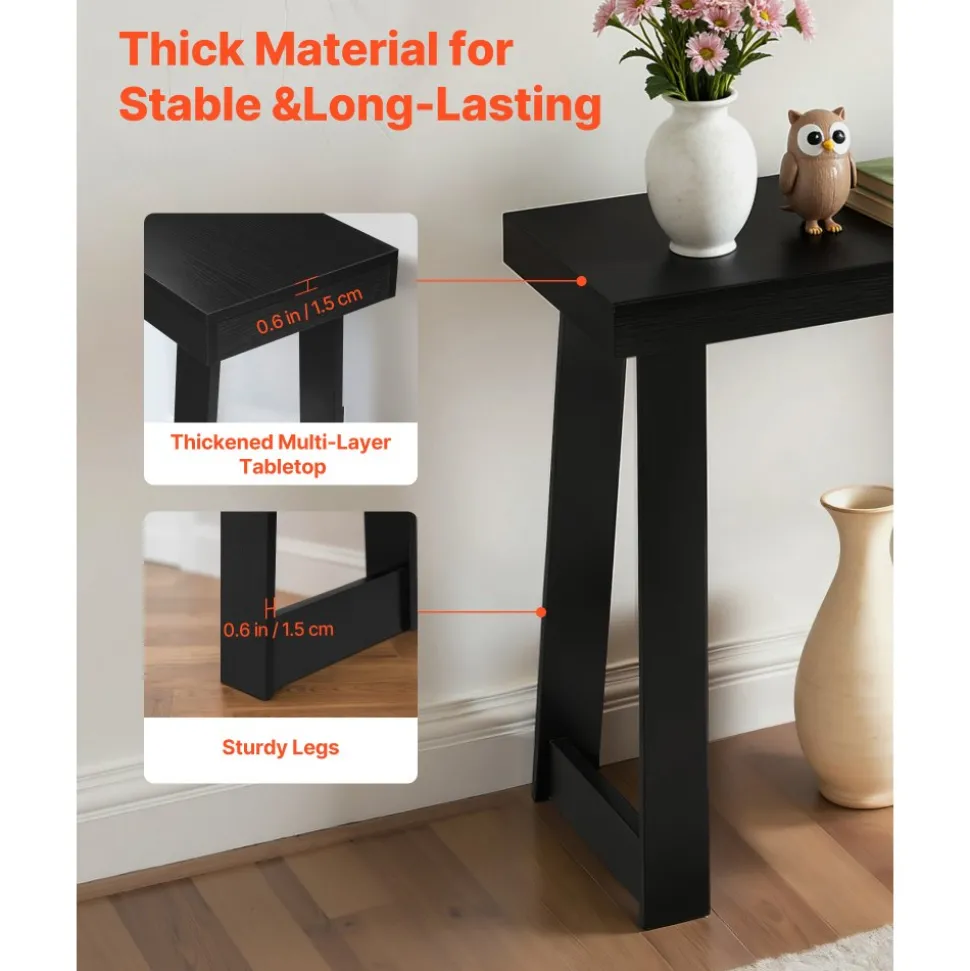 VEVOR 36 in Console Table, Modern Desk Behind the Couch, Wooden Rectangle Entrance Desk, Narrow Long Sofa Table Accent Stand, Ideal for Hallway, Bedroom, Living Room, Foyer, Easy Assembly, Black