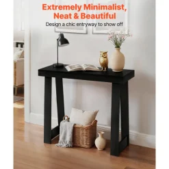 VEVOR 36 in Console Table, Modern Desk Behind the Couch, Wooden Rectangle Entrance Desk, Narrow Long Sofa Table Accent Stand, Ideal for Hallway, Bedroom, Living Room, Foyer, Easy Assembly, Black