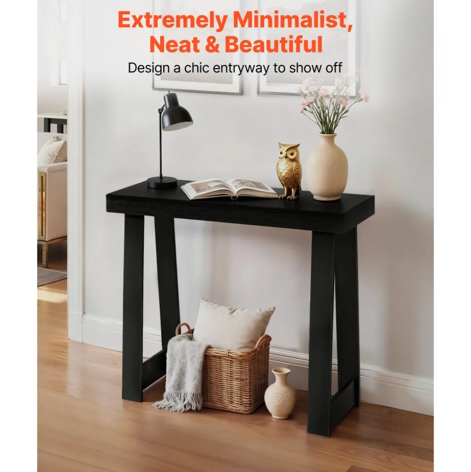 VEVOR 36 in Console Table, Modern Desk Behind the Couch, Wooden Rectangle Entrance Desk, Narrow Long Sofa Table Accent Stand, Ideal for Hallway, Bedroom, Living Room, Foyer, Easy Assembly, Black