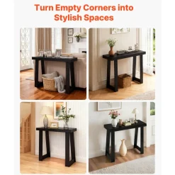 VEVOR 36 in Console Table, Modern Desk Behind the Couch, Wooden Rectangle Entrance Desk, Narrow Long Sofa Table Accent Stand, Ideal for Hallway, Bedroom, Living Room, Foyer, Easy Assembly, Black
