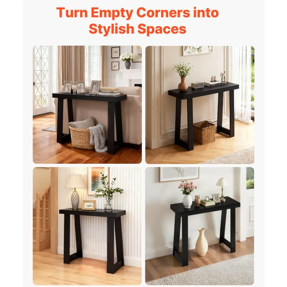 VEVOR 36 in Console Table, Modern Desk Behind the Couch, Wooden Rectangle Entrance Desk, Narrow Long Sofa Table Accent Stand, Ideal for Hallway, Bedroom, Living Room, Foyer, Easy Assembly, Black