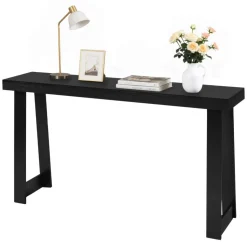 VEVOR 56 in Console Table, Modern Desk Behind the Couch, Wooden Rectangle Entrance Desk, Narrow Long Sofa Table Accent Stand, Ideal for Hallway, Bedroom, Living Room, Foyer, Easy Assembly, Black