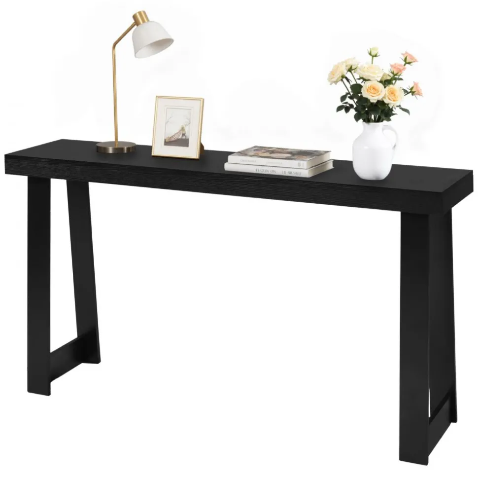 VEVOR 56 in Console Table, Modern Desk Behind the Couch, Wooden Rectangle Entrance Desk, Narrow Long Sofa Table Accent Stand, Ideal for Hallway, Bedroom, Living Room, Foyer, Easy Assembly, Black