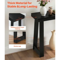 VEVOR 56 in Console Table, Modern Desk Behind the Couch, Wooden Rectangle Entrance Desk, Narrow Long Sofa Table Accent Stand, Ideal for Hallway, Bedroom, Living Room, Foyer, Easy Assembly, Black