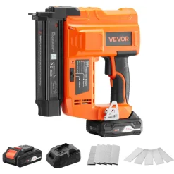 VEVOR 2-in-1 Cordless Brad Nailer, 18 Gauge, 20V Battery Powered Nail Gun and Staple Gun, with 500 pcs Nails, 500 pcs Staples, 2.0 Ah Li-ion Battery and Charger, for Home Improvement, Woodworking