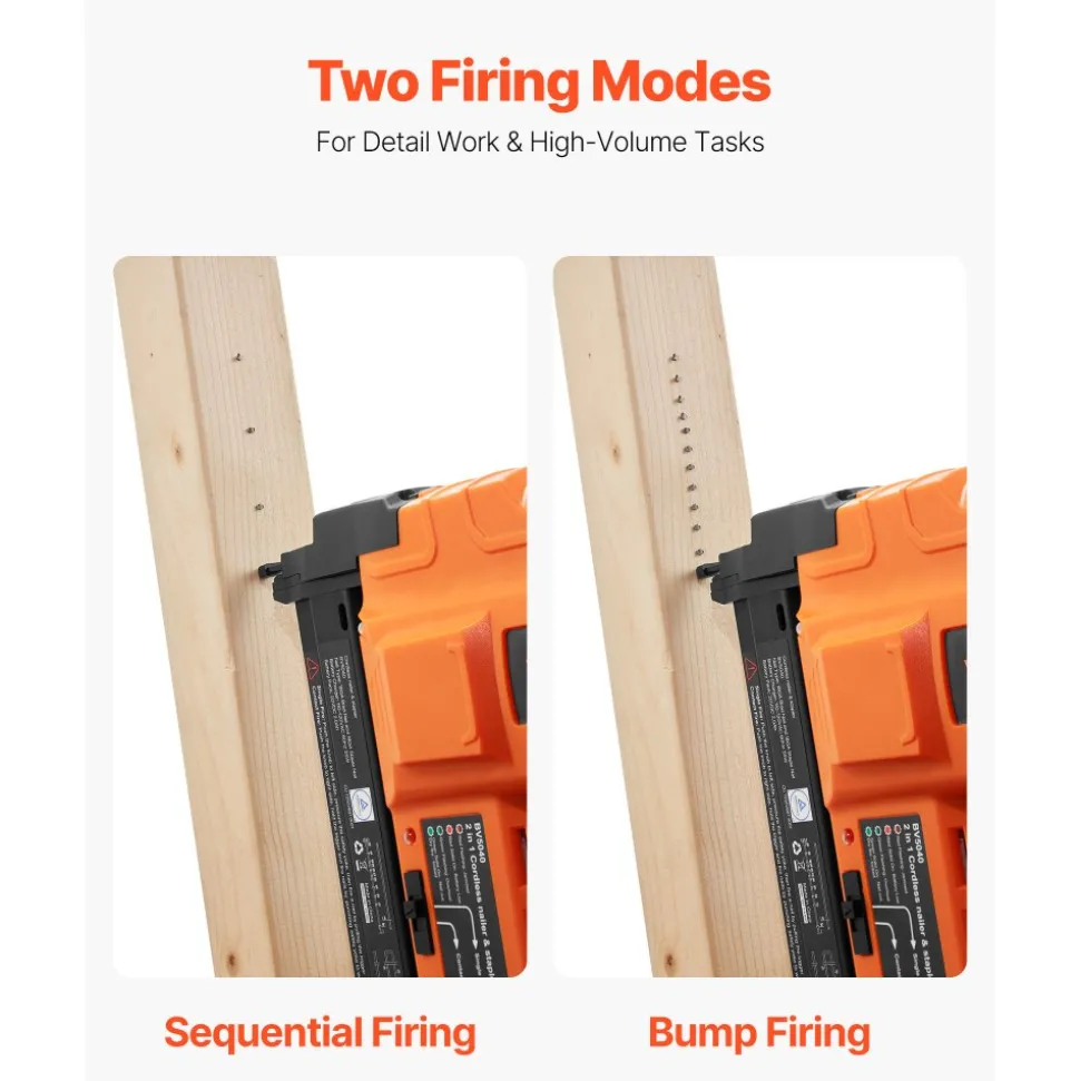 VEVOR 2-in-1 Cordless Brad Nailer, 18 Gauge, 20V Battery Powered Nail Gun and Staple Gun, with 500 pcs Nails, 500 pcs Staples, 2.0 Ah Li-ion Battery and Charger, for Home Improvement, Woodworking