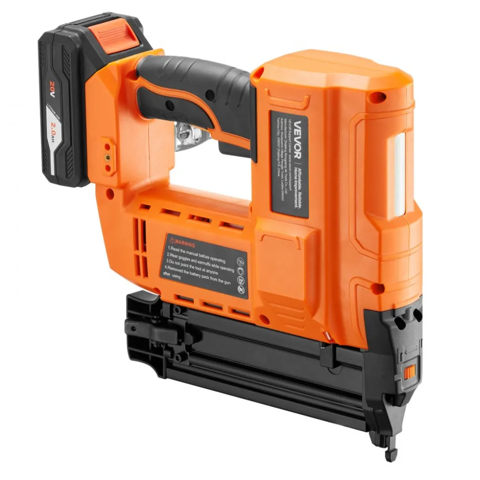 VEVOR 2-in-1 Cordless Brad Nailer, 18 Gauge, 20V Battery Powered Nail Gun and Staple Gun, with 500 pcs Nails, 500 pcs Staples, 2.0 Ah Li-ion Battery and Charger, for Home Improvement, Woodworking
