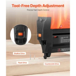 VEVOR 2-in-1 Cordless Brad Nailer, 18 Gauge, 20V Battery Powered Nail Gun and Staple Gun, with 500 pcs Nails, 500 pcs Staples, 2 x 2.0 Ah Li-ion Batteries, Charger, for Home Improvement, Woodworking