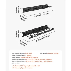 VEVOR Indoor Gun Rack, Heavy Duty Steel, Wall Mount Rifle and Shotgun Rack, 8 Slots for Long Guns, Gun Display Rifle Storage Holder with Screws, for Home Garage Office Retail Shop Hunting Cabin Wall