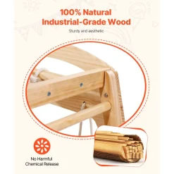 VEVOR Indoor Jungle Gym, 7-in-1 Toddler Indoor Playground, 47.2 x 58 x 56 inch, with Wood and Rope Ladder, Net Ladder, Swing, Monkey Bar, Slide, Climbing Wall, Wooden Indoor Climbing Toys for Kids