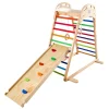 VEVOR Indoor Playground Jungle Gym, 4-in-1 Wooden Indoor Playground Playset with Climbing Rock, Slide, Wooden Ladder & Gym Rings, Montessori Style Playground Climbing Toys for Boys Girls, 220LBS