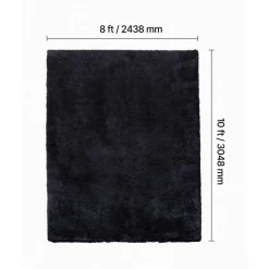 VEVOR Indoor Plush Area Rugs, 8 x 10 ft Soft Plush Carpet, Furry Shag Area Rugs for Living Room, Bedroom, Sunroom, Modern Home Decor Aesthetic, Non-Shedding, Non-Woven, Slip-Resistant, Black