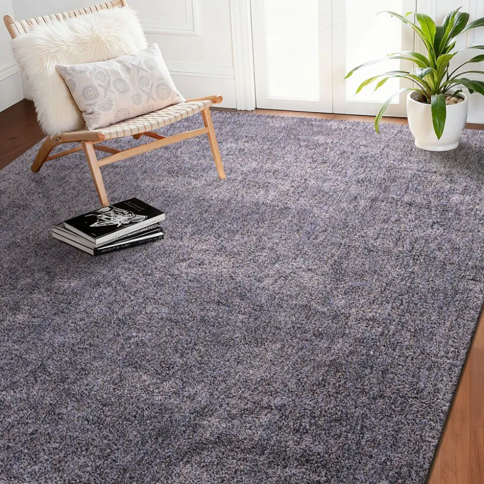 VEVOR Indoor Plush Area Rugs, 8 x 10 ft Plush Carpet, Area Rugs Furry with Long Plushs Pile, Thick & Durable High-Pile Rug for High-Traffic Areas, Non-Shedding & Non-Slip Backing, Blue-Gray