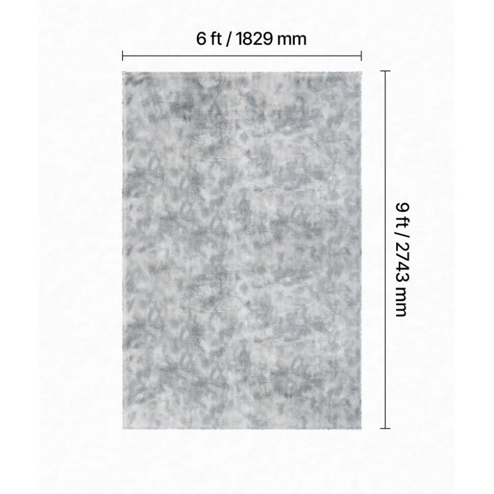 VEVOR Indoor Plush Area Rugs, 6 x 9 ft Soft Plush Carpet, Furry Shag Area Rugs for Living Room, Bedroom, Modern Home Decor Aesthetic Long-Pile Rug, Non-Shedding, Slip-Resistant, Tie-Dye Light Gray