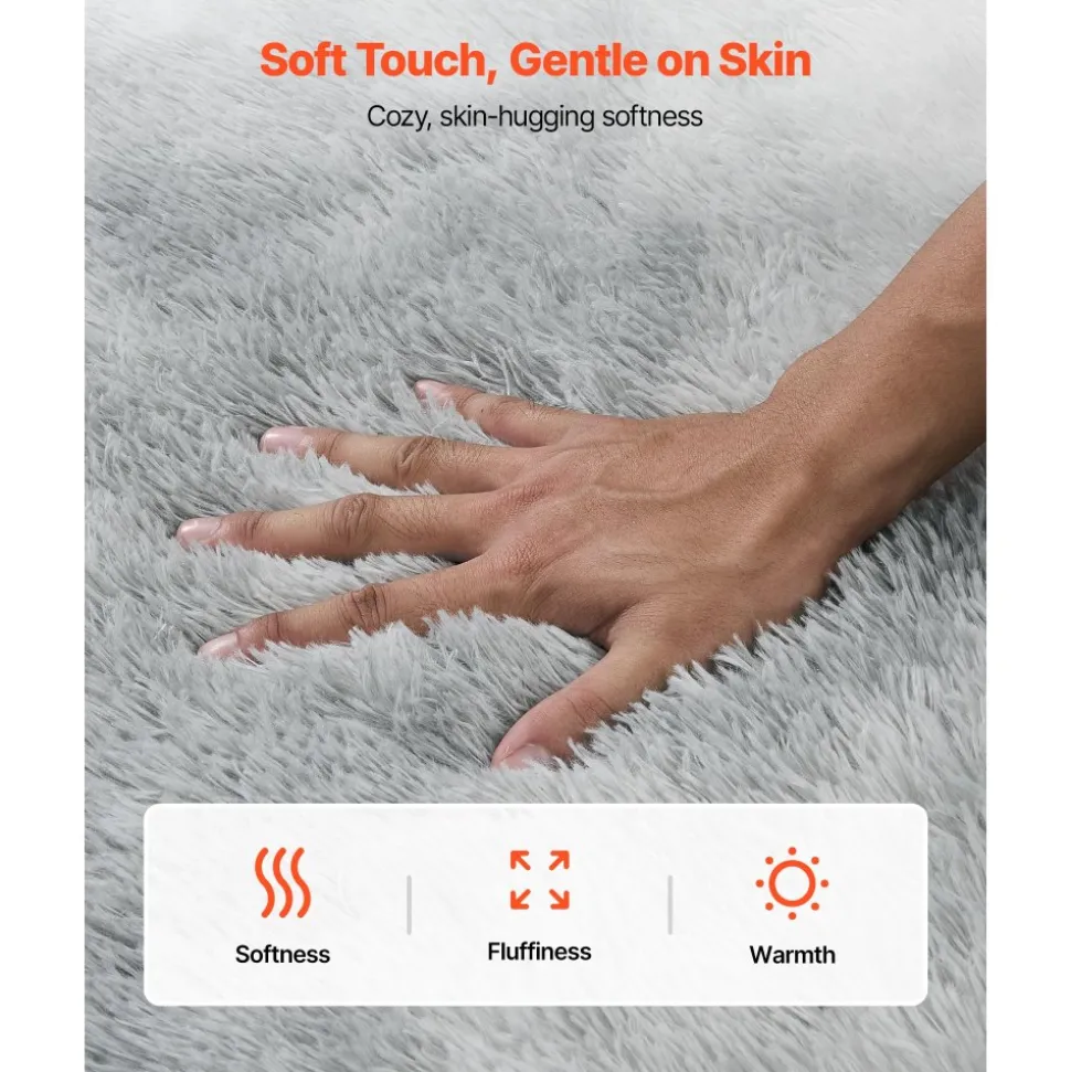 VEVOR Indoor Plush Area Rugs, 6 x 9 ft Soft Plush Carpet, Furry Shag Area Rugs for Living Room, Bedroom, Modern Home Decor Aesthetic Long-Pile Rug, Non-Shedding, Slip-Resistant, Tie-Dye Light Gray