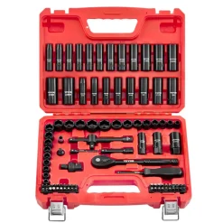 VEVOR 1 in Drive Impact Socket Set, 21 Piece, 6 Point Shallow Impact Sockets, SAE (1-5/8 in to 3-1/8 in), with 8 in & 18 in Extension Bars, 24 in Ratchet, Cr-V Steel, Size Marking, and Carrying Case