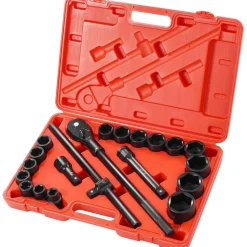 VEVOR 1/2 in Drive Impact Socket Set, 91 Piece, 6 Point Deep & Shallow Impact Sockets, SAE (5/16 to 1-1/4 in) and Metric (8 to 32 mm) Sizes with Extension Bars (3, 5, 10 in), Cr-V Steel, Carrying Case