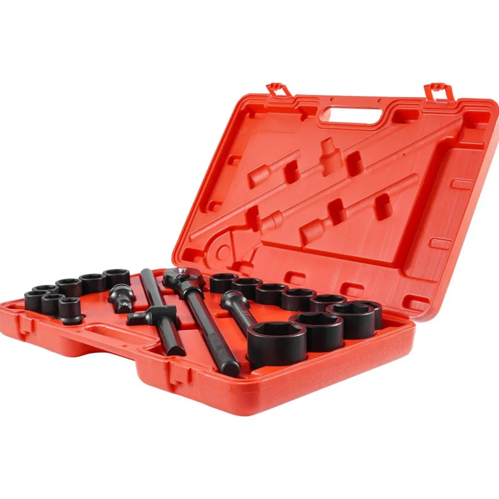 VEVOR 1/2 in Drive Impact Socket Set, 91 Piece, 6 Point Deep & Shallow Impact Sockets, SAE (5/16 to 1-1/4 in) and Metric (8 to 32 mm) Sizes with Extension Bars (3, 5, 10 in), Cr-V Steel, Carrying Case