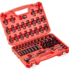 VEVOR 3/8 in Drive Impact Socket Set, 67 Piece, 6 Point Shallow & Deep Impact Sockets, SAE (5/16 in to 3/4 in) and Metric (8 mm to 19 mm), Swivel Sockets, Adapters, Cr-V & Cr-Mo Steel, Carrying Case