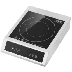 VEVOR Induction Cooktop, 3500W Commercial Induction Burner with 11-Level Temperature, Stainless Steel Countertop Induction Hot Plate with 3H Timer, Child Lock for Restaurant (6-15P Plug, 6-20R Outlet)