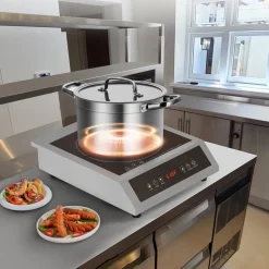 VEVOR Induction Cooktop, 3500W Commercial Induction Burner with 11-Level Temperature, Stainless Steel Countertop Induction Hot Plate with 3H Timer, Child Lock for Restaurant (6-15P Plug, 6-20R Outlet)