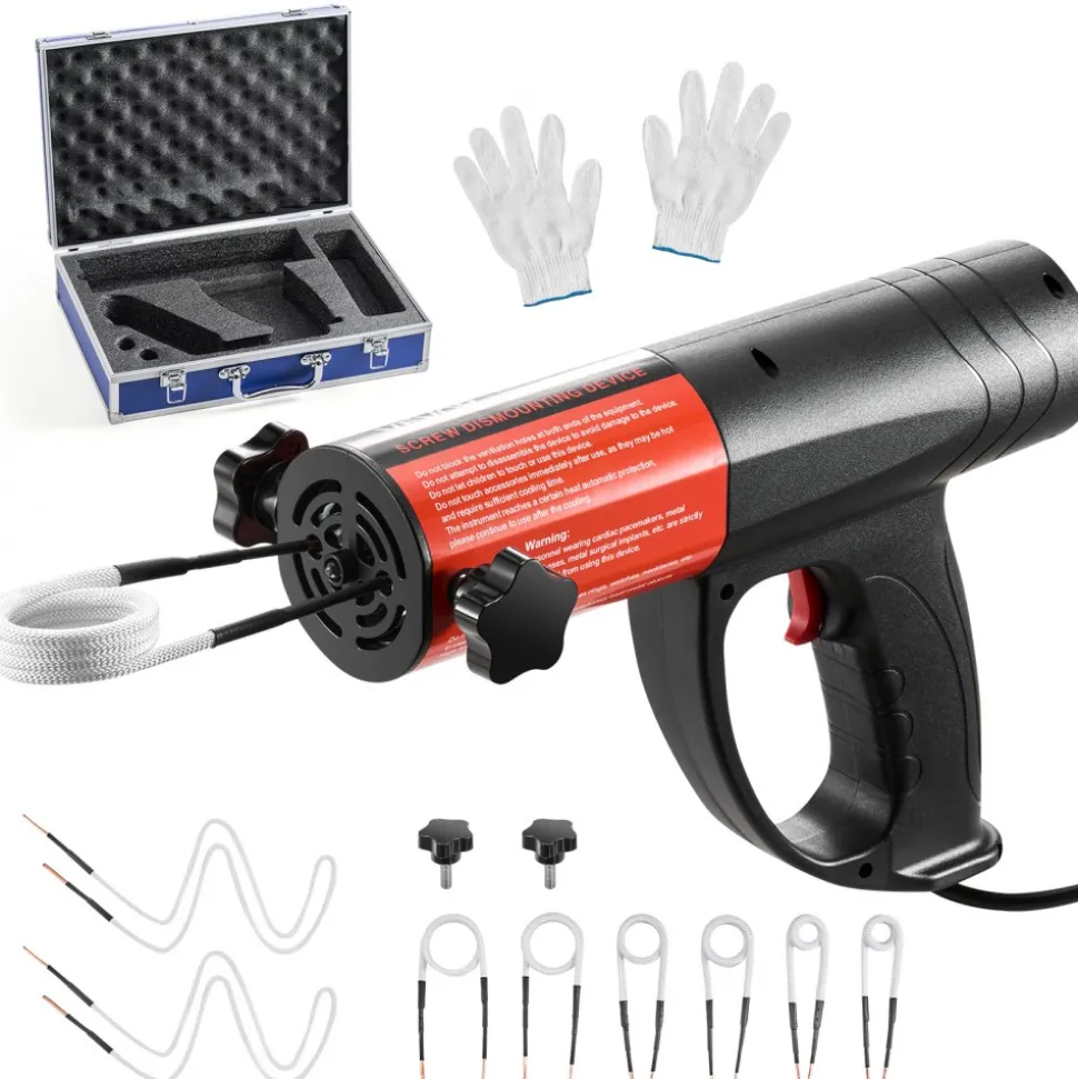 VEVOR Induction Heater Bolt Removal, 1100W 110V Magnetic Induction Heater Kit, Handheld Nut Buster Tool for Rusty Screw Removing, Car Garage Repairing Tools with 10 Coil and Box
