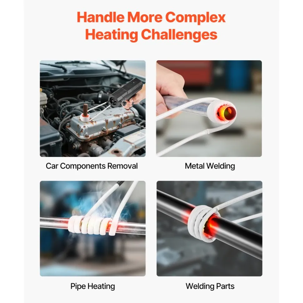 VEVOR Induction Heater Bolt Removal, 1800W 110V Magnetic Induction Heater Kit, Handheld Nut Buster Tool for Rusty Screw Removing, Car Garage Repairing Tools with 4 Coils and Box