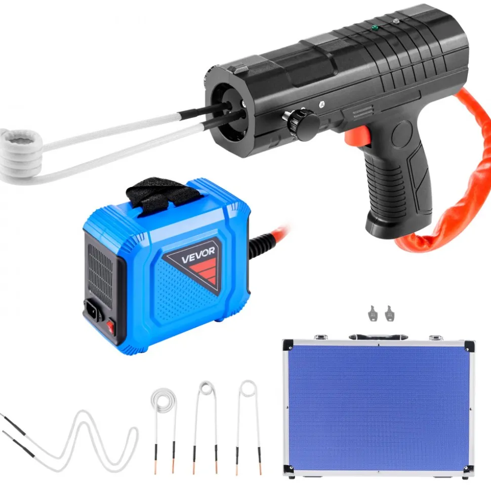 VEVOR Induction Heater Bolt Removal, 1800W 110V Magnetic Induction Heater Kit, Handheld Nut Buster Tool for Rusty Screw Removing, Car Garage Repairing Tools with 4 Coils and Box