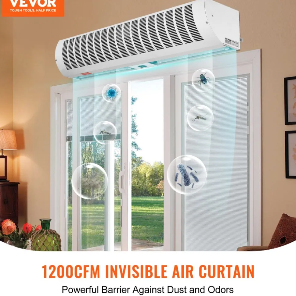VEVOR 36" Industrial Air Door Blower, Dual-Speed 1200CFM, for Indoor Entryways, Includes Robust Limit Switch, Wall Mount Design, 110V Non-Heated, Simplified Installation