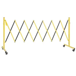 VEVOR Industrial Expandable Barricade, 12FT Expandable Safety Barrier, Flaxible Mobile Barricade with Locking Casters, Portable Folding Security Gate Traffic Fence for Driveway Warehouse Elevator
