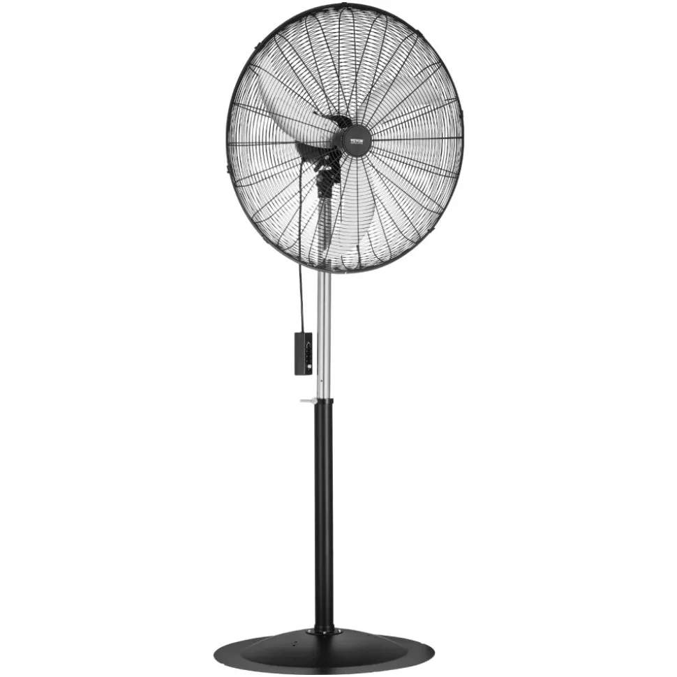 VEVOR Industrial Pedestal Fan, 30 Inch 85-Degree Oscillating Fan, Height Adjustable Standing Fans with 3 Adjustable Speeds, High Power Fans for Warehouse,Garage,Commercial, Black