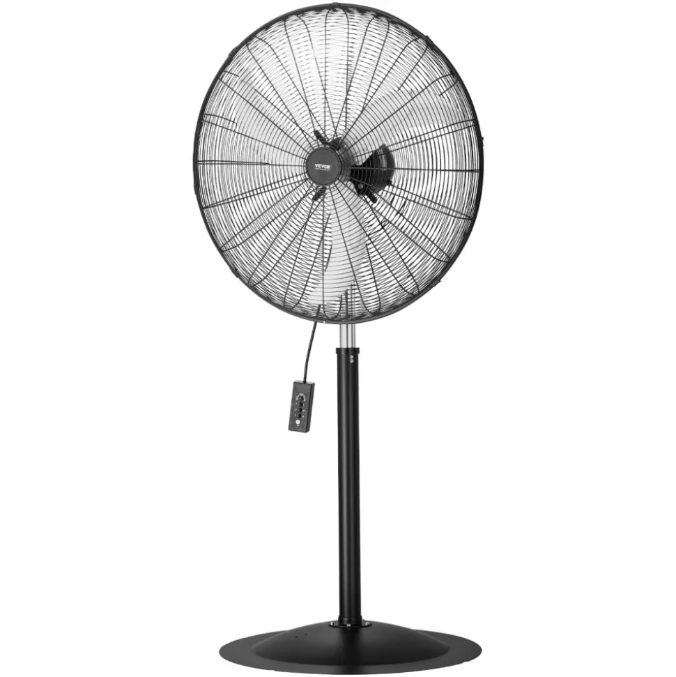VEVOR Industrial Pedestal Fan, 30 Inch 85-Degree Oscillating Fan, Height Adjustable Standing Fans with 3 Adjustable Speeds, High Power Fans for Warehouse,Garage,Commercial, Black