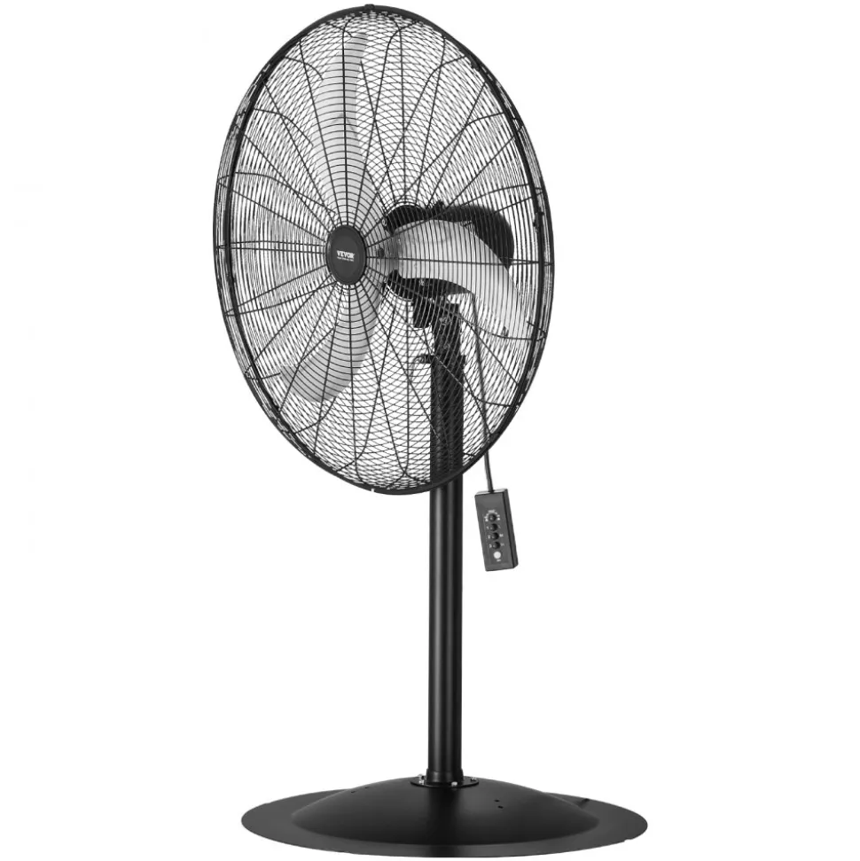 VEVOR Industrial Pedestal Fan, 30 Inch 85-Degree Oscillating Fan, Height Adjustable Standing Fans with 3 Adjustable Speeds, High Power Fans for Warehouse,Garage,Commercial, Black