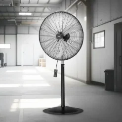 VEVOR Industrial Pedestal Fan, 30 Inch 85-Degree Oscillating Fan, Height Adjustable Standing Fans with 3 Adjustable Speeds, High Power Fans for Warehouse,Garage,Commercial, Black