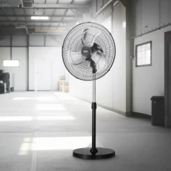 VEVOR Industrial Pedestal Fan, 18 Inch 90-Degree Oscillating Fan, Height Adjustable Standing Fans with 3 Adjustable Speeds, High Power Fans for Warehouse,Garage,Commercial,Residential, Black