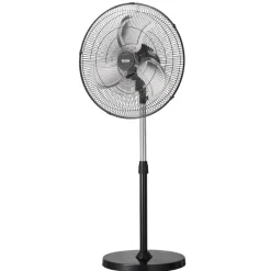 VEVOR Industrial Pedestal Fan, 18 Inch 90-Degree Oscillating Fan, Height Adjustable Standing Fans with 3 Adjustable Speeds, High Power Fans for Warehouse,Garage,Commercial,Residential, Black