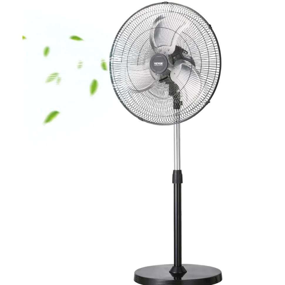 VEVOR Industrial Pedestal Fan, 18 Inch 90-Degree Oscillating Fan, Height Adjustable Standing Fans with 3 Adjustable Speeds, High Power Fans for Warehouse,Garage,Commercial,Residential, Black