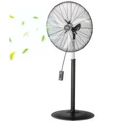 VEVOR Industrial Pedestal Fan, 24 Inch 85-Degree Oscillating Fan, Height Adjustable Standing Fans with 3 Adjustable Speeds, High Power Fans for Warehouse,Garage,Commercial, Black