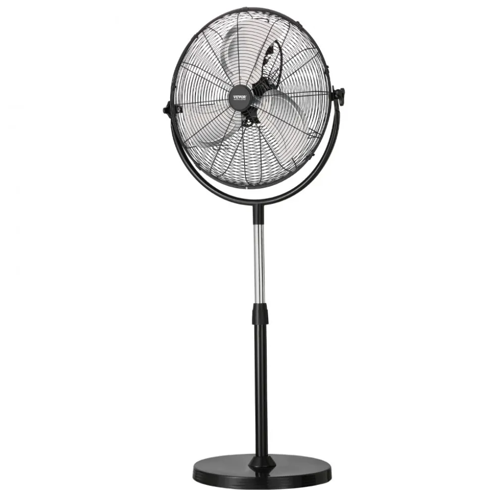 VEVOR Industrial Pedestal Fan, 20 Inch Standing Fan with 46.9 to 59.6 Inches Adjustable Height, Floor Fans with 3 Adjustable Speeds, High Power Fans for Warehouse,Garage,Commercial,Residential, Black