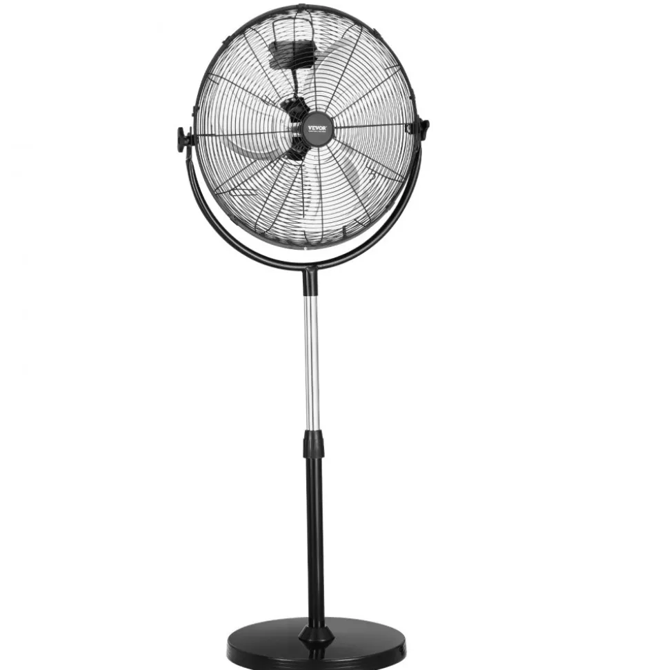 VEVOR Industrial Pedestal Fan, 20 Inch Standing Fan with 46.9 to 59.6 Inches Adjustable Height, Floor Fans with 3 Adjustable Speeds, High Power Fans for Warehouse,Garage,Commercial,Residential, Black