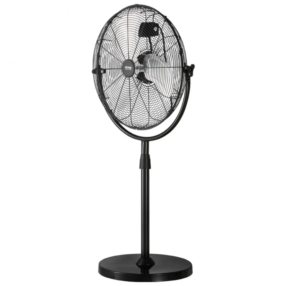 VEVOR Industrial Pedestal Fan, 20 Inch Standing Fan with 46.9 to 59.6 Inches Adjustable Height, Floor Fans with 3 Adjustable Speeds, High Power Fans for Warehouse,Garage,Commercial,Residential, Black