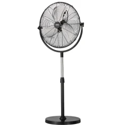 VEVOR Industrial Pedestal Fan, 20 Inch Standing Fan with 46.9 to 59.6 Inches Adjustable Height, Floor Fans with 3 Adjustable Speeds, High Power Fans for Warehouse,Garage,Commercial,Residential, Black