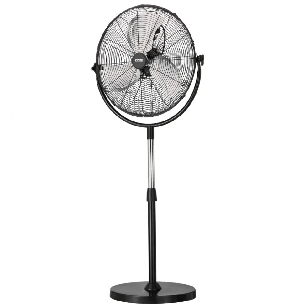 VEVOR Industrial Pedestal Fan, 20 Inch Standing Fan with 46.9 to 59.6 Inches Adjustable Height, Floor Fans with 3 Adjustable Speeds, High Power Fans for Warehouse,Garage,Commercial,Residential, Black