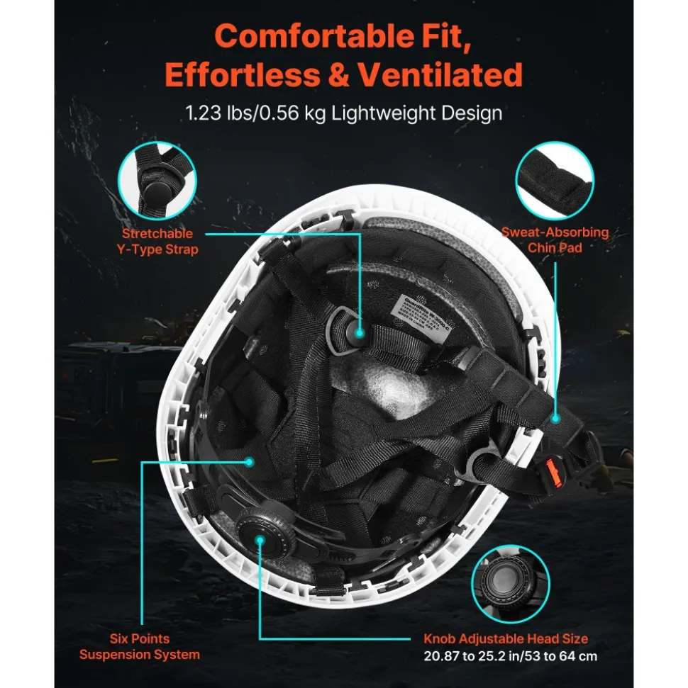 VEVOR Industrial Safety Helmet, ANSI/ISEA Z89.1 Approved ABS Safety Hard Hat with 6-Point Ratchet Suspension, Adjustable Vented Hardhat for Men Women Adults, for Outdoor Indoor Construction Workwear