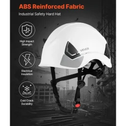 VEVOR Industrial Safety Helmet, ANSI/ISEA Z89.1 Approved ABS Safety Hard Hat with 6-Point Ratchet Suspension, Adjustable Vented Hardhat for Men Women Adults, for Outdoor Indoor Construction Workwear