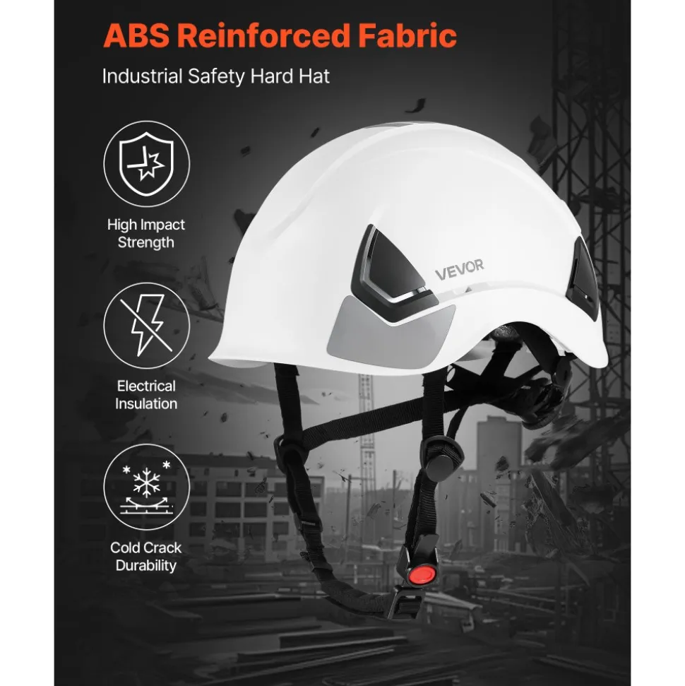 VEVOR Industrial Safety Helmet, ANSI/ISEA Z89.1 Approved ABS Safety Hard Hat with 6-Point Ratchet Suspension, Adjustable Vented Hardhat for Men Women Adults, for Outdoor Indoor Construction Workwear