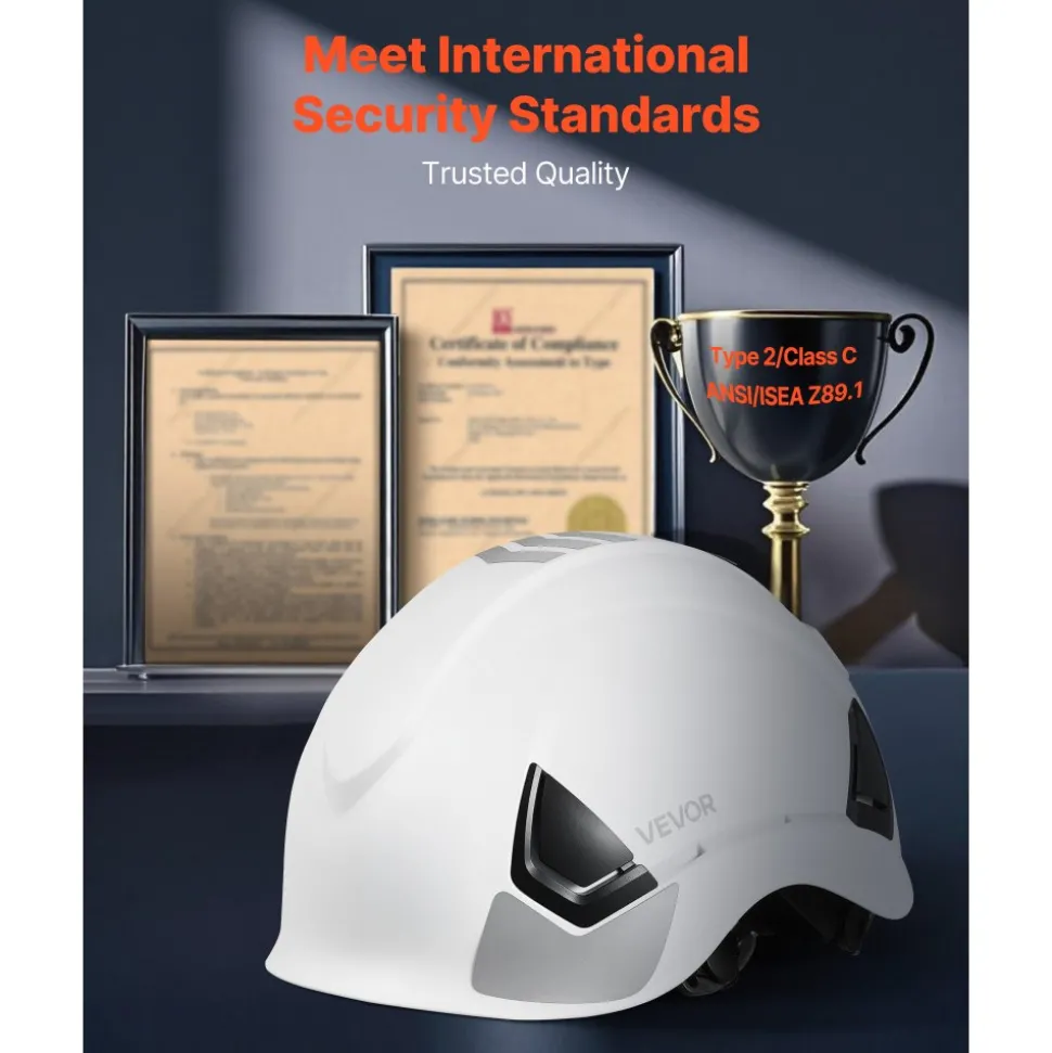 VEVOR Industrial Safety Helmet, ANSI/ISEA Z89.1 Approved ABS Safety Hard Hat with 6-Point Ratchet Suspension, Adjustable Vented Hardhat for Men Women Adults, for Outdoor Indoor Construction Workwear