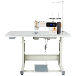 VEVOR Industrial Sewing Machine, 550W Lockstitch Sewing Machine Set with Servo Motor and Table Stand, Auto Thread Trimmer, 5000 SPM High Speed, Metal Frame, LCD Panel, LED Light, for Cotton, Denim, The Table Stand and the machine head Are Shipped Separately.