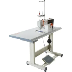 VEVOR Industrial Sewing Machine, 550W Lockstitch Sewing Machine Set with Servo Motor and Table Stand, 5000 SPM High Speed, Metal Frame, LCD Panel, LED Light, for Cotton, Wool, Denim, Leather, Canvas，The Table Stand and The Machine Head Are Shipped Separately.