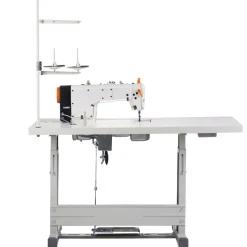 VEVOR Industrial Sewing Machine, Upgraded 550W Servo Motor with Table Stand, 5000s.p.m Heavy Duty Lockstitch Sewing Machine, High Speed, Clear Control Panel and Electro-mechanization Start-stop